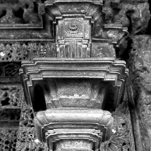 Sculpture Carved in Stone at Virupaksha Temple, Hampi. A World Heritage Site situated in Karnataka, India. Indian Heritage, Art and Culture. (_0048) This Fine Art Photograph is printed on Canvas.