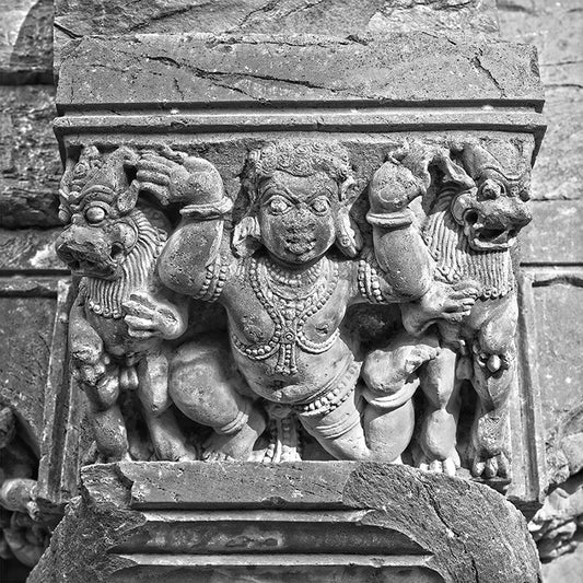 Sculpture Carved in Stone at Virupaksha Temple, Hampi. A World Heritage Site situated in Karnataka, India. Indian Heritage, Art and Culture. (_0054) This Fine Art Photograph is printed on Canvas