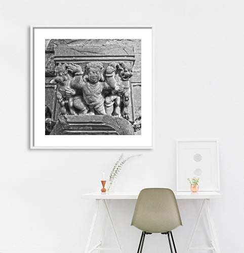 Sculpture Carved in Stone at Virupaksha Temple, Hampi. A World Heritage Site situated in Karnataka, India. Indian Heritage, Art and Culture. (_0054) This Fine Art Photograph is printed on Canvas