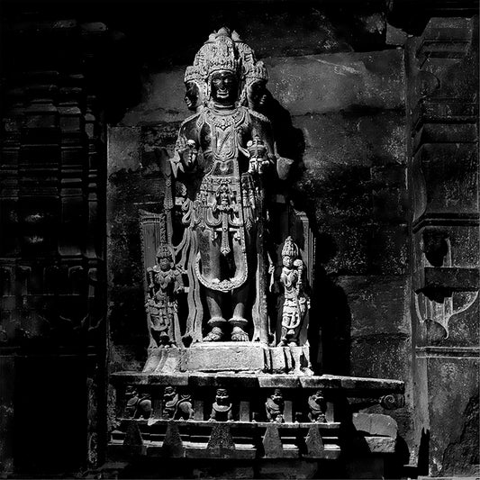 Sculpture Carved in Stone at Virupaksha Temple, Hampi. A World Heritage Site situated in Karnataka, India. Indian Heritage, Art and Culture. (_0076) This Fine Art Photograph is printed on Canvas.