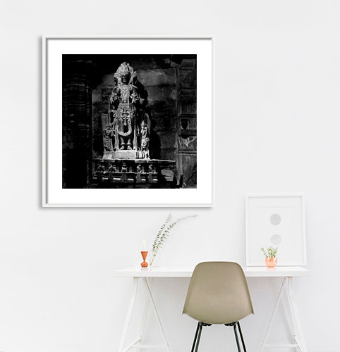 Sculpture Carved in Stone at Virupaksha Temple, Hampi. A World Heritage Site situated in Karnataka, India. Indian Heritage, Art and Culture. (_0076) This Fine Art Photograph is printed on Canvas.