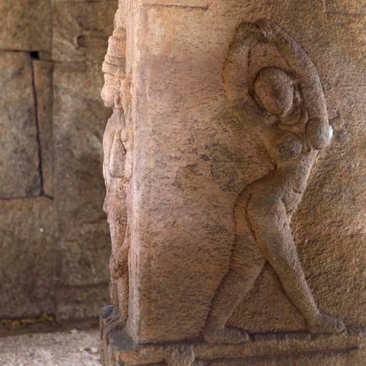 Hampi - Stone Carved on a pillar in Vijay Vitthala Temple (with Frame)