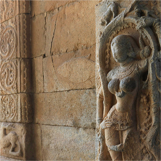 Hampi - Stone Carved Sculpture of Shalbhanjika (with Frame)