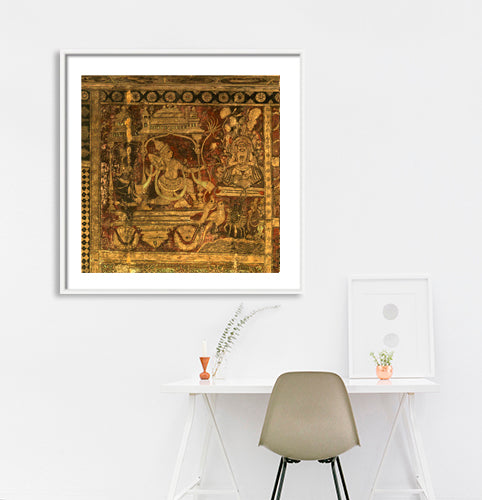 Hampi - Eternal Echoes on Temple Ceilings: Mythological Paintings of Virupaksha Temple (with Frame)