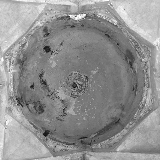 Abstract form from a celling of a structure, Hampi. A World Heritage Site situated in Karnataka, India. Indian Heritage, Art and Culture. (_0496) This Fine Art Photograph is printed on Canvas.