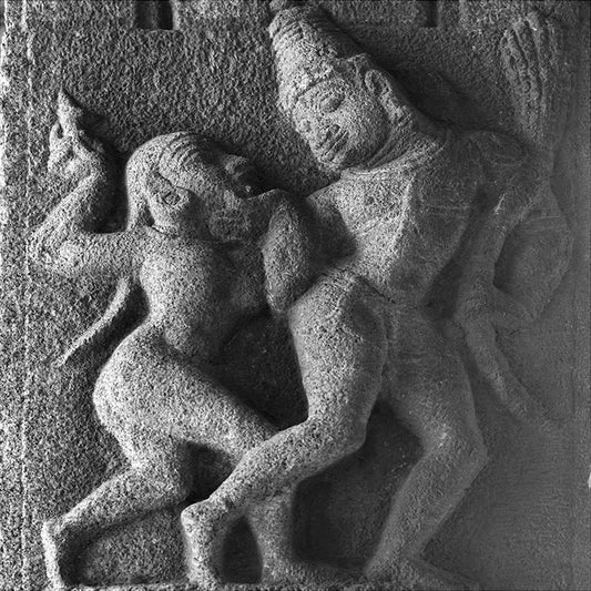 Hampi - Kama Deva Sculpture Carved in Stone at Virupaksha Temple, Hampi (with Frame)