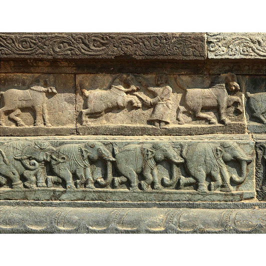 Hampi - Preserving History in Stone: Exploring the Exquisite Carvings of Mahanavmi Dibba (with Frame)