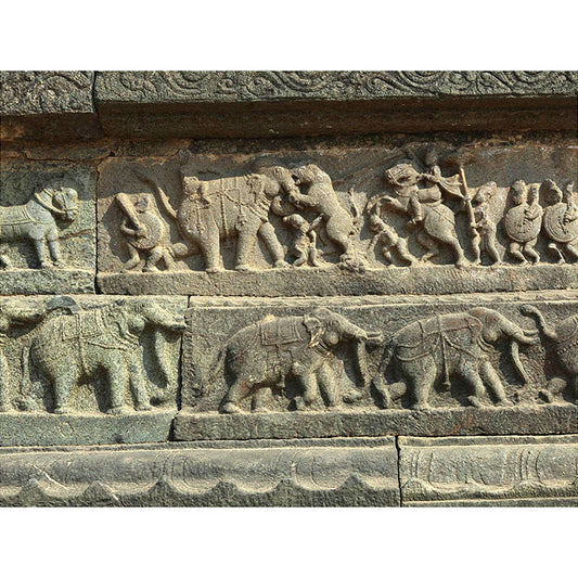 Hampi - Preserving History in Stone: Exploring the Exquisite Carvings of Mahanavmi Dibba (with Frame)