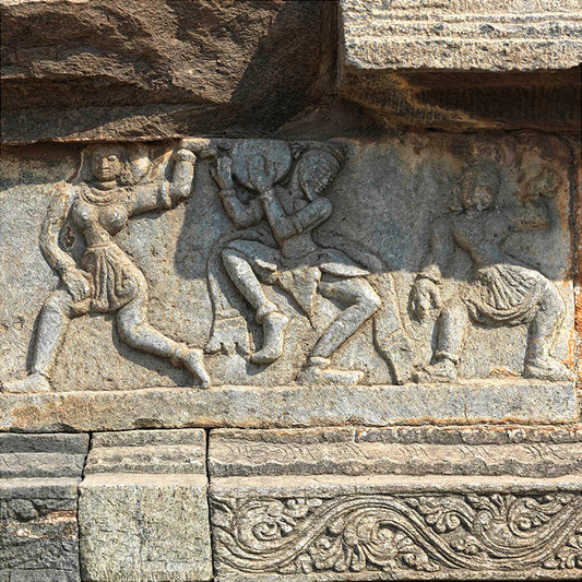Hampi - Exploring the Exquisite Dancing figure Carvings of Mahanavmi Dibba (with Frame)