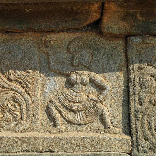 Hampi - Exploring the Exquisite Dancing figure Carvings of Mahanavmi Dibba (with Frame)