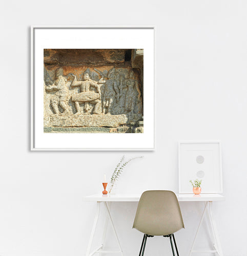 Hampi - Exploring the Exquisite Dancing figure Carvings of Mahanavmi Dibba (with Frame)