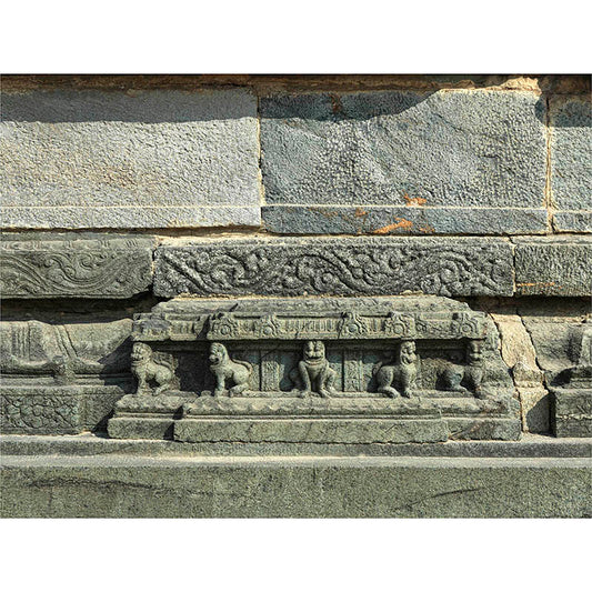 Hampi - Stone carving at Mahanavmi DIbba. A Unesco World Heritage Site (with Frame)