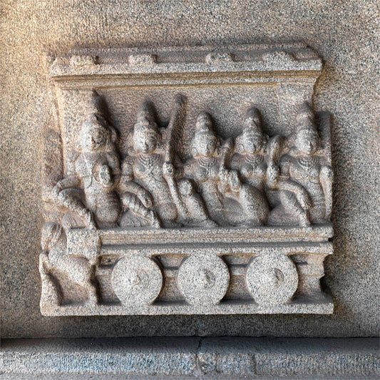 Hampi - Stories carved in stone at Hajar Rama Temple. A Unesco World Heritage Site (with Frame)