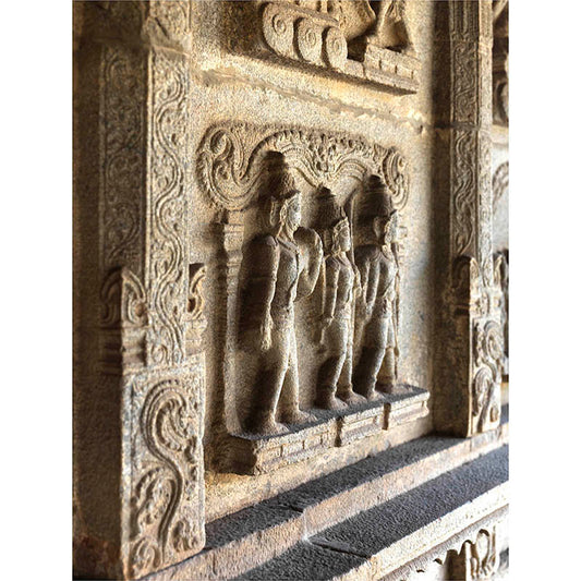 Hampi - Stories carved in stone at Hajar Rama Temple. A Unesco World Heritage Site (with Frame)