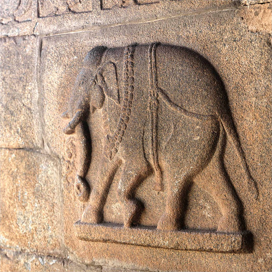 Hampi - Stories carved in stone at Hajar Rama Temple. A Unesco World Heritage Site (with Frame)