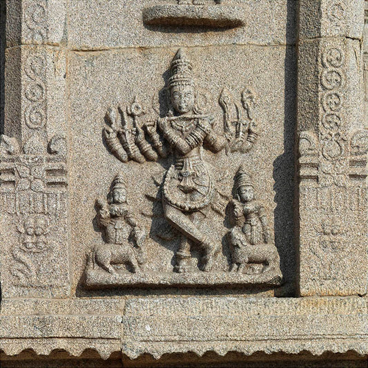 Hampi - Stories carved in stone at Hajar Rama Temple. A Unesco World Heritage Site (with Frame)