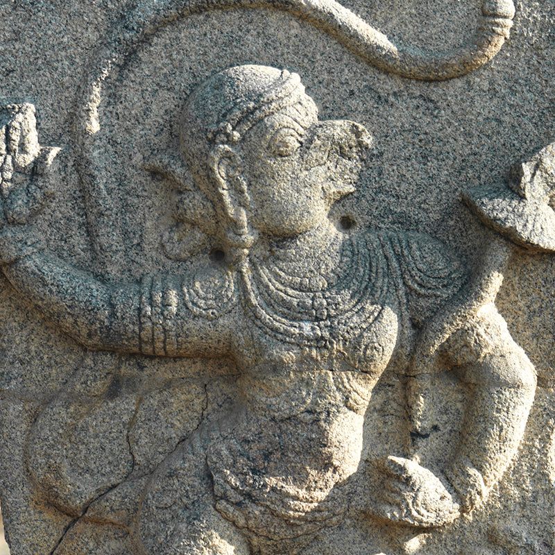Hampi - Anjaneya Sculpture near Mahanavmi Dibba. 13th Century. (with Frame)