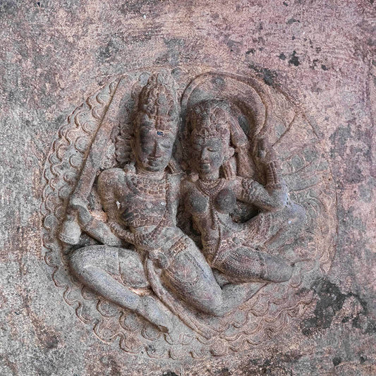 Badami Caves - Sculpture Carved in stone. A Unesco World Heritage Site (with Frame)