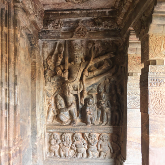 Badami Caves - Vishnu Trivikrama Sculpture (with Frame)
