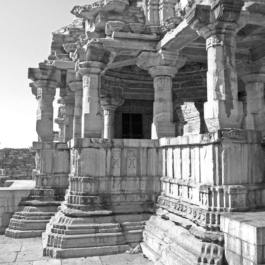 Temple, BW, Black and White, Fine Art Canvas Print, Indian Heritage, Art, Culture