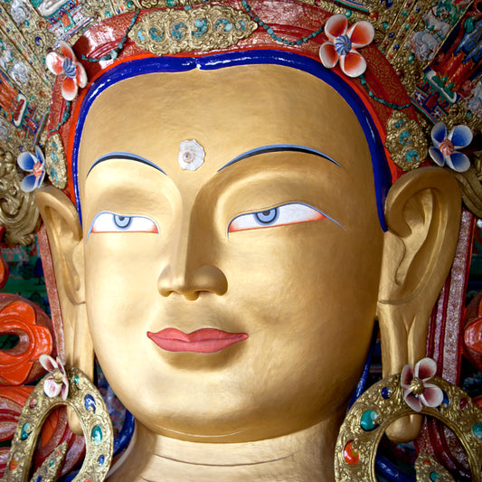 Ladakh - Maitreya Buddha Close up at Thiksey Monastery (with Frame)