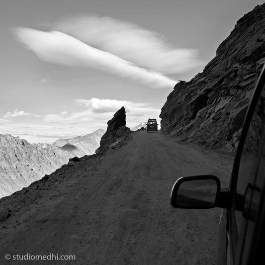 Ladakh - Khardungla Pass. Ladakh is most famous for breathtaking landscapes, the crystal clear skies, the highest mountain passes, thrilling adventure activities, Buddhist Monasteries and festivals. (_MG_6281 Ladakh) This Fine Art Photograph is printed on Canvas.
