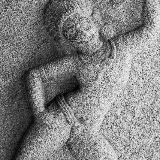 Sculpture Carved in Stone at Vitthala Temple, Hampi. A World Heritage Site situated in Karnataka, India. Indian Heritage, Art and Culture. (_MG_6708) This Fine Art Photograph is printed on Canvas.