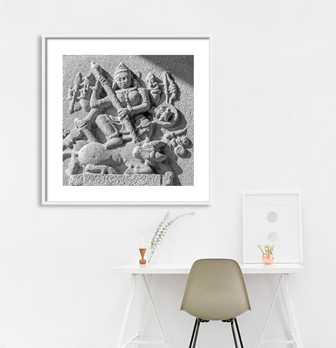 Sculpture Carved in Stone at Vitthala Temple, Hampi. A World Heritage Site situated in Karnataka, India. Indian Heritage, Art and Culture. (_MG_6708) This Fine Art Photograph is printed on Canvas.