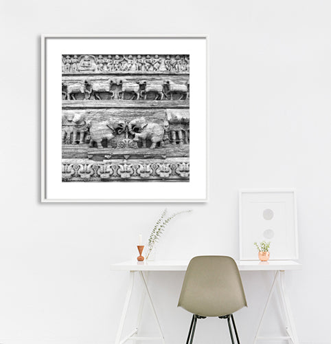 Rajasthan - Elephant Horse Stone Carving. Rajasthan (_MG_4946 Rajasthan) Elephant Horse Stone Carving. This Fine Art Photograph is printed on Canvas.