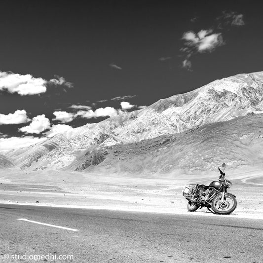 Ladakh - Magnetic Hill on Leh road. Ladakh is most famous for breathtaking landscapes, the crystal clear skies, the highest mountain passes, thrilling adventure activities, Buddhist Monasteries and festivals. (_MG_5781 Ladakh) This Fine Art Photograph is printed on Canvas.