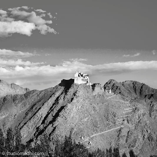 Ladakh - Sankar Gompa, Monastery, Leh. Ladakh is most famous for breathtaking landscapes, the crystal clear skies, the highest mountain passes, thrilling adventure activities, Buddhist Monasteries and festivals. (_MG_5796 Ladakh) This Fine Art Photograph is printed on Canvas.