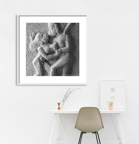 Kamdeva carved in stone on a pillar at Vijayvitthala Temple Hampi. (_MG_7063 Hampi) A Unesco World Heritage Site situated in Karnataka, India. Indian Heritage, Art and Culture. Fine Art Photography on Canvas Printing Indian Temples Fine Art Culture Carving Stone Black and White black&white B&W World Heritage Site BW Hampi