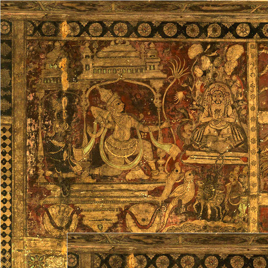 Hampi - Eternal Echoes on Temple Ceilings: Mythological Paintings of Virupaksha Temple (with Frame)