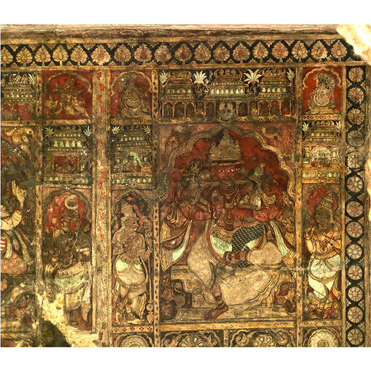 Hampi - Eternal Echoes on Temple Ceilings: Mythological Paintings of Virupaksha Temple (with Frame)