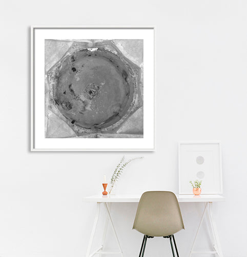 Abstract form from a celling of a structure, Hampi. A World Heritage Site situated in Karnataka, India. Indian Heritage, Art and Culture. (_0496)  This Fine Art Photograph is printed on Canvas.