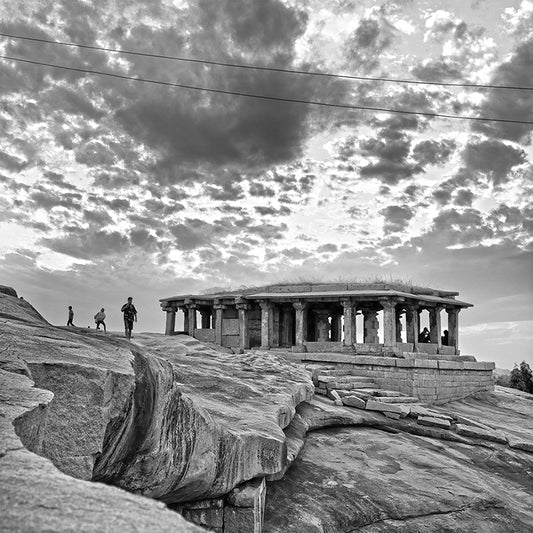 Landscape from Hemakuta Hills, 1300 Century, Hampi. A World Heritage Site situated in Karnataka, India. Indian Heritage, Art and Culture. (A_6121305)  This Fine Art Photograph is printed on Canvas.
