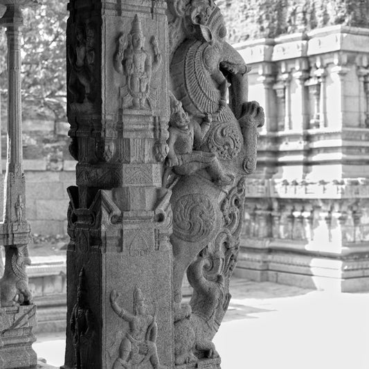 Hampi - Vijay Vitthala Temple Pillar. 13th Century (with Frame)