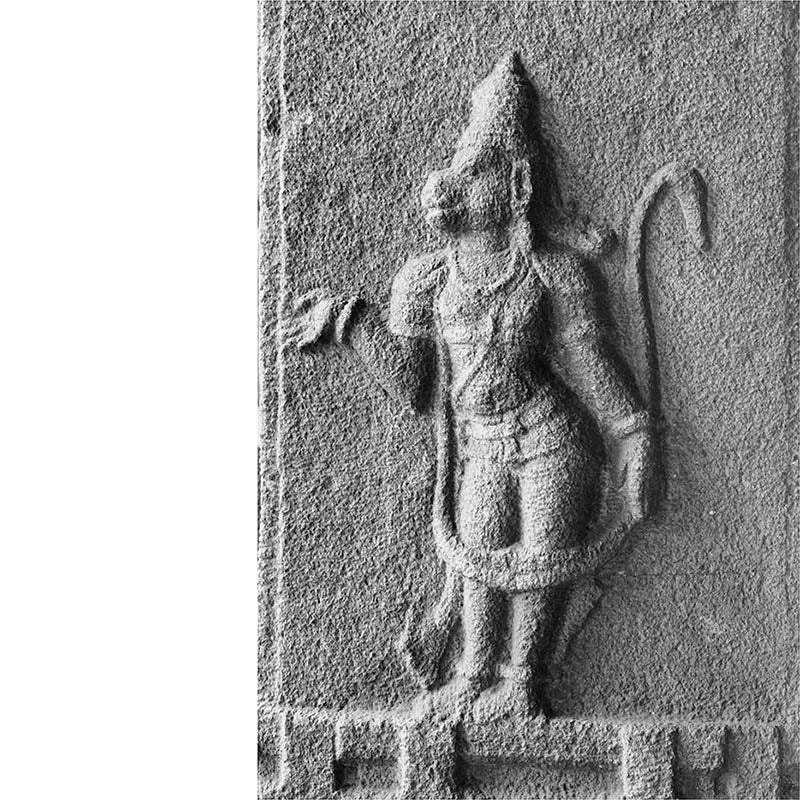 Hampi - Anjaneya Sculpture Carved in Stone at Virupaksha Temple, Hampi (with Frame)
