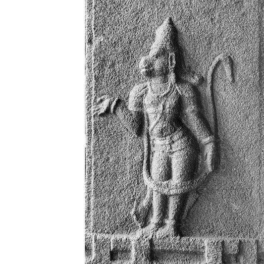 Hampi - Anjaneya Sculpture Carved in Stone at Virupaksha Temple, Hampi (with Frame)