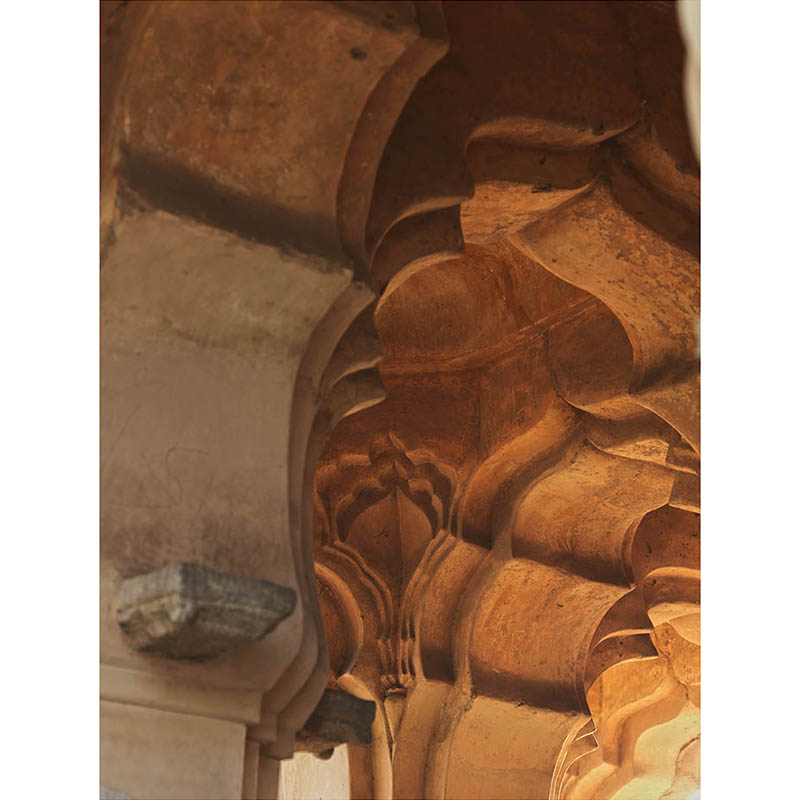 Hampi - Golden Hour Whispers: The Sunlit Secrets of Lotus Mahal's Avian Carvings (with Frame)