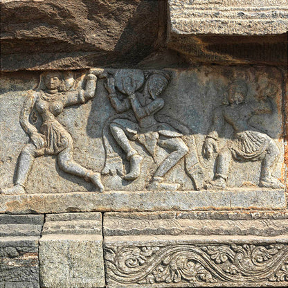 Hampi - Exploring the Exquisite Dancing figure Carvings of Mahanavmi Dibba (with Frame)