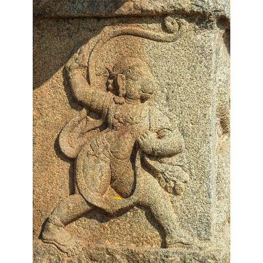 Hampi - Anjaneya - Hanuman carved on a pillar. A Unesco World Heritage Site (with Frame)
