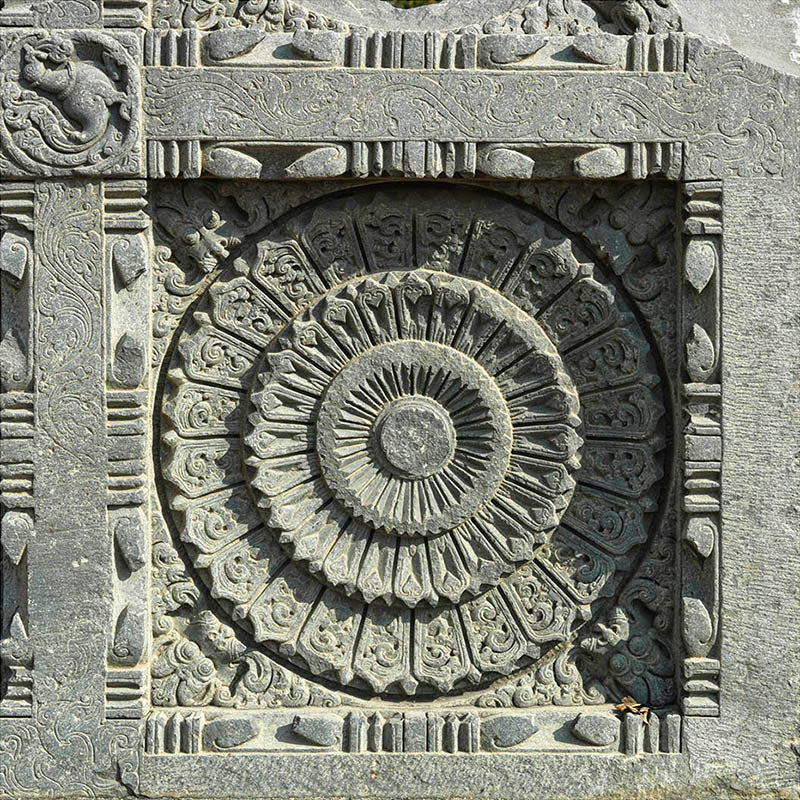 Hampi - Stone carving near Mahanavmi Dibba. A Unesco World Heritage Site (with Frame)