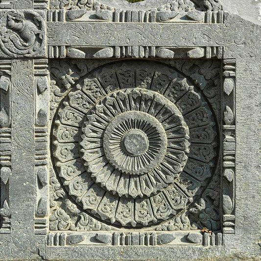 Hampi - Stone carving near Mahanavmi Dibba. A Unesco World Heritage Site (with Frame)