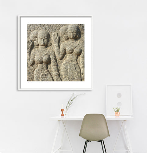 Hampi - Sculpture near Mahanavmi Dibba. 13th Century. (with Frame)