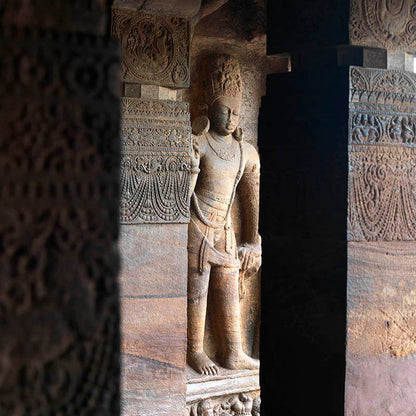 Badami Caves - Sculpture Carved in stone. A Unesco World Heritage Site (with Frame)