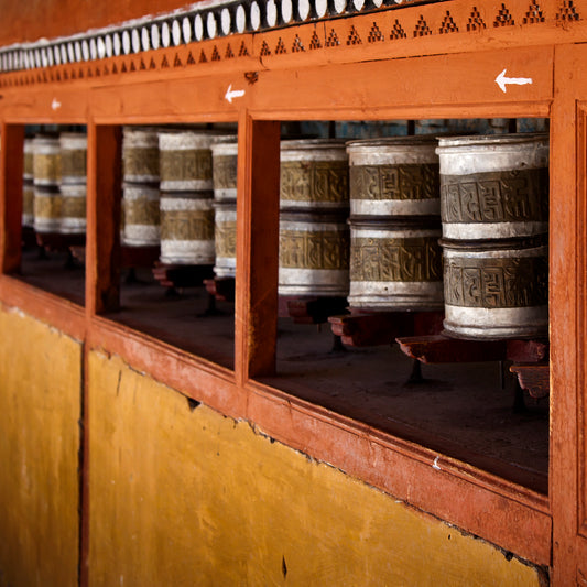 Ladakh - Prayer Wheels at Thiksey Monasteries (with Frame)
