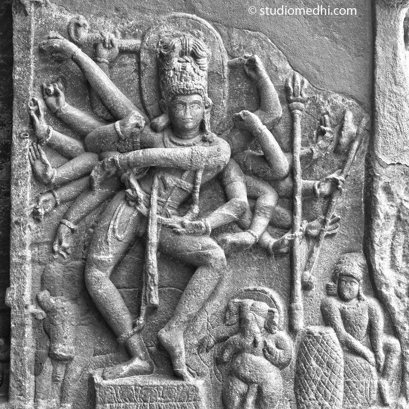 Indian Temples Fine Art Culture Carving Stone Black and White black&white B&W World Heritage Site BW Badami Caves Nataraj Shankara Shiva Shiv Dancing